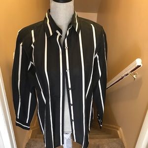 Linda Allard Ellen Tracy Sheer Striped Button Down